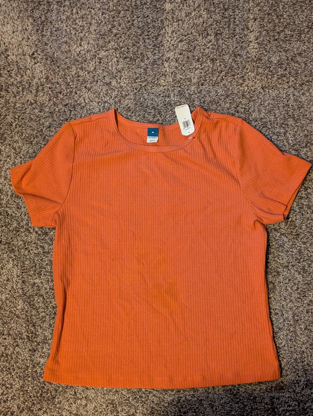 Women's Ribbed Short Sleeve Crewneck Top - Orange NWT